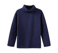 Toddler Boys Girls Turtleneck Long Sleeve Soft Cotton Thermal Shirts Solid Color Warm Base Layer Tops for Kids Solid Color Long Sleeve High Neck Base Coat (Navy, 5-6 Years)