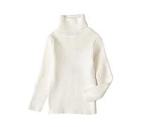 Toddler Boys Girls Turtleneck Sweaters Baby Ribbed Solid Knit Sweater Warm Long Sleeve Pullover Sweatshirt Tops Clothes Casual Sweater Knitwear Warm Clothes (White, 18-24 Months)