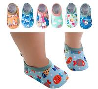 Toddler Boys Girls Water Shoes Socks Kids Baby Cartoon Swim Shoes Non-Slip Barefoot Shoes Outdoor Breathable Swimming Shoes Children Unisex Beach Sport Shoes(Sky Blue-3,5.5 Toddler)