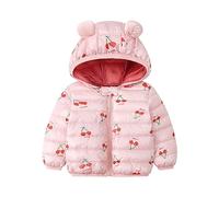 Toddler Boys Girls Winter Down Coats Lightweight Puffer Hooded Jacket with Cute Bear Ears for Infant Baby Packable Windproof Snowsuit Warm Thick Clothes Outerwear (Pink, 12-18 Months)