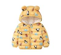 Toddler Boys Girls Winter Down Coats Lightweight Puffer Hooded Jacket with Cute Bear Ears for Infant Baby Packable Windproof Snowsuit Warm Thick Clothes Outerwear (Yellow, 6-12 Months)