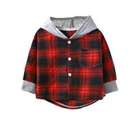 Toddler Boys Long Sleeve Winter Hooded Shirt Tops Coat Outwear for Babys Clothes Plaid Warm Tees Boys 16 18 Kids Solid Long Sleeve T Shirt Boys Fall Shirts 4t
