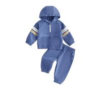 Toddler Boys Outfit Contrast Color Long Sleeve Half Zip Hoodie + Pants Set | Round Neck, with Pockets,Loose Fit, Stylish Clothing Set, Keep Your Little Guy Cozy and Eye-Catching
