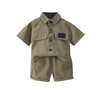 Toddler Boys Outfits Summer Short Sleeve Tops Solid Color T Shirts Shorts 2PCS Clothes Set Birthday Gifts Green