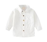 Toddler Boys Solid Classic Polo Shirts Lapel Collared Button Down Golf Tennis Tee Tops Kids School Uniform Gentleman Undershirts with Pocket Daily Wear (White, 18-24 Months)