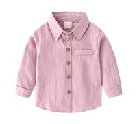 Toddler Boys Solid Color Lapel Long Sleeve Down Shirt Fall Tops School Wedding Daily Outfits Boy Top 7 (Purple, 3-4 Years)