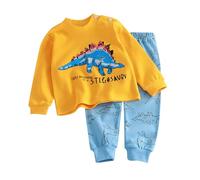 Toddler Boys Striped Dinosaur Pajamas Sets 2 Piece Long Sleeve Cotton Lounge Sleepwear Bedroom Tops Pants Clothes Princess Nighties for Girls Princess Pj (Q, 3-4 Years)