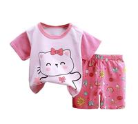 Toddler Boys Summer Short Outfits Cartoon Printed Cotton T-Shirts and Shorts Sets 2 Piece Crewneck Boys Clothing Set Age 1-6 Years (3-4 Years)