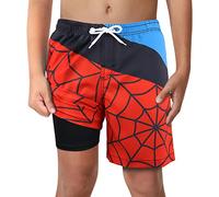 Toddler Boys Swim Trunks with Boxer Brief Liner Anti Chafe No Mesh Swimming Shorts Compression Lined 4-Way Stretchy UPF Quick Dry Swimsuit Size 5T 5-6