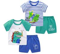 Toddler Boys T-shirts and Shorts 4 Pcs Dinosaur Short Set Summer Clothes Outfit, D-crocodile Sets, 4 Years