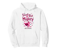 Toddler Breast Cancer Awareness Small But Mighty Pink Supporter Pullover Hoodie, Adult Unisex, White, XX-Large