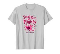 Toddler Breast Cancer Small But Mighty Pink Supporter T-Shirt, Men, Silver, M
