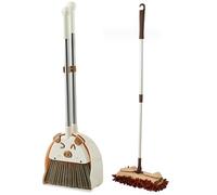 Toddler Broom And Cleaning Set, Kids Mop And Broom Set, Cute Cat Toddler Cleaning, Dustpan and Extendable Mop for Household Pretend Play Toys Gifts Khaki Kids