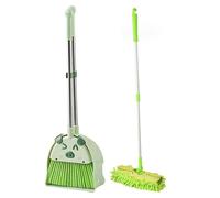 Toddler Broom And Cleaning Set, Kids Mop And Broom Set, Cute Cat Toddler Cleaning, Dustpan and Extendable Mop for Household Pretend Play Toys Green Kids