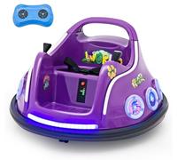 Toddler Bumper Car, 12V Kids Electric Bumper Car with Remote Control, 360 Degree Spin, Flashing LED Light & Music, Baby Ride on Toys 3-8 Years Old, Gift for Boys Girls (Purple)