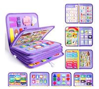 Toddler Busy Board Montessori Busy Book Girls Birthday Gift Easter Basket Stuffer 12-Page Activity Book 24 in 1 Learning Sensory Toy for Motor Skills Travel Toy for Car Plane