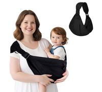 Toddler Carrier, Baby Sling Carrier with Adjustable Shoulder Strap, Comfortable Cotton Baby Shoulder Carrier for Daily Outings, Hiking and Hands-Free Parenting, Black