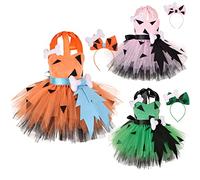 Toddler Caveman Costume Halloween Dog Bone Historical Cave Girl Tulle Dress Princess Outfits Festive Dress Girls A-Orange 2 Years