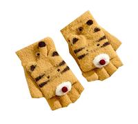 Toddler Children Warm Gloves Winter Baby Half Finger Clamshell Little Tiger Boys Cute Girls Gloves for Kids (B, One Size)