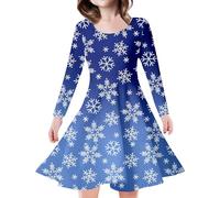 Toddler Christmas Dress,Long Sleeve Santa Claus Red Velvet Dress Dresses For Girls UK Elegant Fancy Outfits Angel Costume Mini Club Baby Girl Clothes Party Hat (Blue,8-9 Years)
