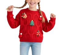 Toddler Christmas Jumper Boys - Korean Style Girls Winter Sweater Soft Knit Design Cozy Warm Crewneck Pullover Top For Toddler And Kids Fashion (Red, 5-6 Years)