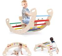 Toddler Climber Frame, 4-in-1 Montessori Rocking Toys for Toddlers with Easy-Grip Handles, Children Indoor Gym Learning Rocker Playset, Climbing Ladder Toys for Toddler Kids Gift Presents