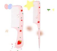 Toddler Comb Set, Small Cute Fine Tooth & Rat Tail Baby Comb for Kids Styling, Pink Mini Hair Comb Plastic Parting Combs, Anti-Static Hairdressing Baby Combs for Girl Wet Dry Hair (2Pcs)