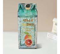 Toddler Cup Milk Carton Water Bottles 14 Oz Double Walled Bottle with Refrigerant Materials Leakproof Clear Milk Carton Container Square Water Bottle for Outdoor Sports Travel Camping