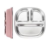 Toddler Divided Plates | Toddler Dishes Kids Plates Tray - Unbreakable Stainless Steel Reusable Dinnerware, Suction Cup Tray for Girls Boys, Dishwasher Safe