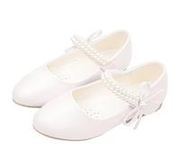 Toddler Dress Shoes Flower Girl Shoes for Party Princess Weeding Cute Toddler Mary Jane Shoes Lace Flore Ballet Flat for Walking (White, 13 Little Child)