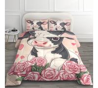 Toddler Duvet 7.5 Tog - Kids Cow Duvet Set, Reversible Soft Warm All Seasons Coverless Duvet for Winter, Machine Washable Quilt 120x150 cm and 1 Pillowcase 40x60 cm H*-14
