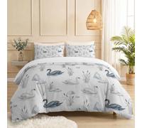 Toddler Duvet Cover Set, Animals Swan Reeds Printed Comforter Reversible Quilted Bedding, Modern Elegance Soft Microfiber Cover Sets With Zipper Closure and 1 Pillowcase, 120 x 150 cm