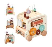 Toddler Educational Toys - 5-in-1 Toddler Education Bus Toys - Color Shape Matching Activities Building Blocks for Children Girls Boys Birthday School Christmas Kindergarten