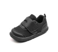 Toddler First Step Walking Shoes with Wide Opening Hook and Loop Fastener Soft Non Slip Rubber Sole Sneakers for Babies Training Breathable Mesh Casual Flats for Little Ones Park Daily Play Black