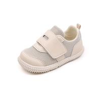 Toddler First Step Walking Shoes with Wide Opening Hook and Loop Fastener Soft Non Slip Rubber Sole Sneakers for Babies Training Breathable Mesh Casual Flats for Little Ones Park Daily Play Beige