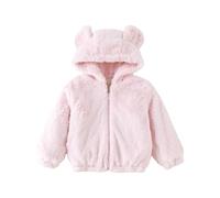 Toddler Fleece Warm Hooded Jacket With Ears Shape Fleeces Hoodies Clothes Toddler Zip Up Light Jacket Sweatshirt Outwear For Baby Boys Kid Coats Girls Winter Red 5-6 Years