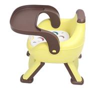 Toddler Floor Feeding Chair, Slip Resistant Spine Backrest High Bearing Capacity Squeaky Cushion Infant Dinning Chair for Home (Yellow)