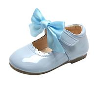 Toddler Flower Girl Dress Shoes Patent Bow Mary Jane Ballet Flats Wedding Party School Shoes Baby Church Shoes (Light Blue, 5.5 Infant)