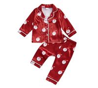 Toddler Girl Boy Christmas Pajamas Set Cute Print Button Down Top and Pants Xmas Sleepwear for Unisex 2PCS PJs Set (Santa Caus A Red, 4-5 Years)