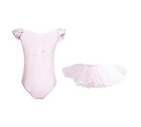 Toddler Girl Dance Dress Short Sleeve Ballet Tutu Tutu Split Ballet Dress for 3 to 12 Years Athletic Top Teen Girl (Pink, 9-10 Years)