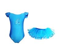 Toddler Girl Dance Dress Short Sleeve Ballet Tutu Tutu Split Ballet Dress for 3 to 12 Years Receiving Blankets (Blue, 5-6 Years)