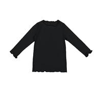 Toddler Girl Lettuce Edge Trim Base Layer Basic Solid Color Long Sleeve Tee Shirts for Baby Girls Casual Crewneck Blouse Tops Lightweight Trendy Soft Sweatshirts Fall Clothes (Black, 12-18 Months)