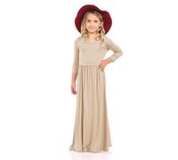 Toddler Girl Long Sleeve Neck Soild Loose Casual Daily Wear Long Maxi Princess Dress Size 8 Dress for Girls Khaki