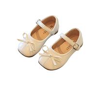 Toddler Girl Party Wedding Shoes Mary Jane Ballet Dress Flat with Bow Anti-Slip Bowknot Mary Jane Princess Party Shoes Prewalkers Oxford Shoes Loafers Beige