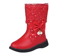 Toddler Girl Riding Boots Size 4 Plus Velvet Warm Boots Non Slip Breathable Women Boots Big Girl Size 6 Boots (Red, 11 Little Child)