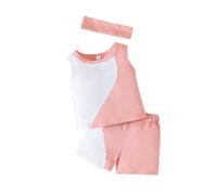 Toddler Girl Summer Outfits Breathable Vest Shorts Set Casual Playwear Comfortable Two Piece Baby Clothes for 6 Months to 3 Years (Red, 18-24 Months)