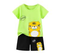 Toddler Girl Summer Short Sleeve T-Shirts with Playful Animal Prints, Soft Cotton Blend Tee Tops for Daily Wear, Machine Washable, Sizes 2-7 Years (Green, 4-5 Years)