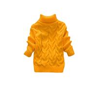 Toddler Girls Basic Solid Color Turtleneck Cable Knit Pullover Sweaters Casual Long Sleeve Drop Shoulder Chunky Sweater Tops for Newborn Infant Baby Warm Winter Clothes Outerwear (Yellow, 6-7 Years)