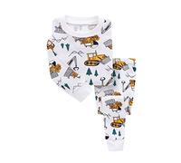 Toddler Girls Boys Baby Soft Pajamas Toddler Cartoon Prints Long Sleeves Kid Sleepwear Top Pants Sets Outfits Baby Ties for Boys (White, 3-4 Years)