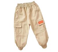 Toddler Girls Boys Casual Cargo Jogger Pants Trousers Elastic Waist Sweatpants Casual Summer Boys Bunches Bunches Pants Kids Spring Autumn (Khaki, 4-5 Years)